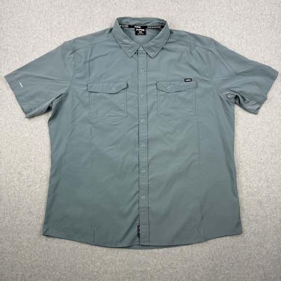 NRS Shirt Mens 2XL Blue Guide UPF‎ 50 Snap Button Short Sleeve Fishing Hiking - Picture 1 of 11